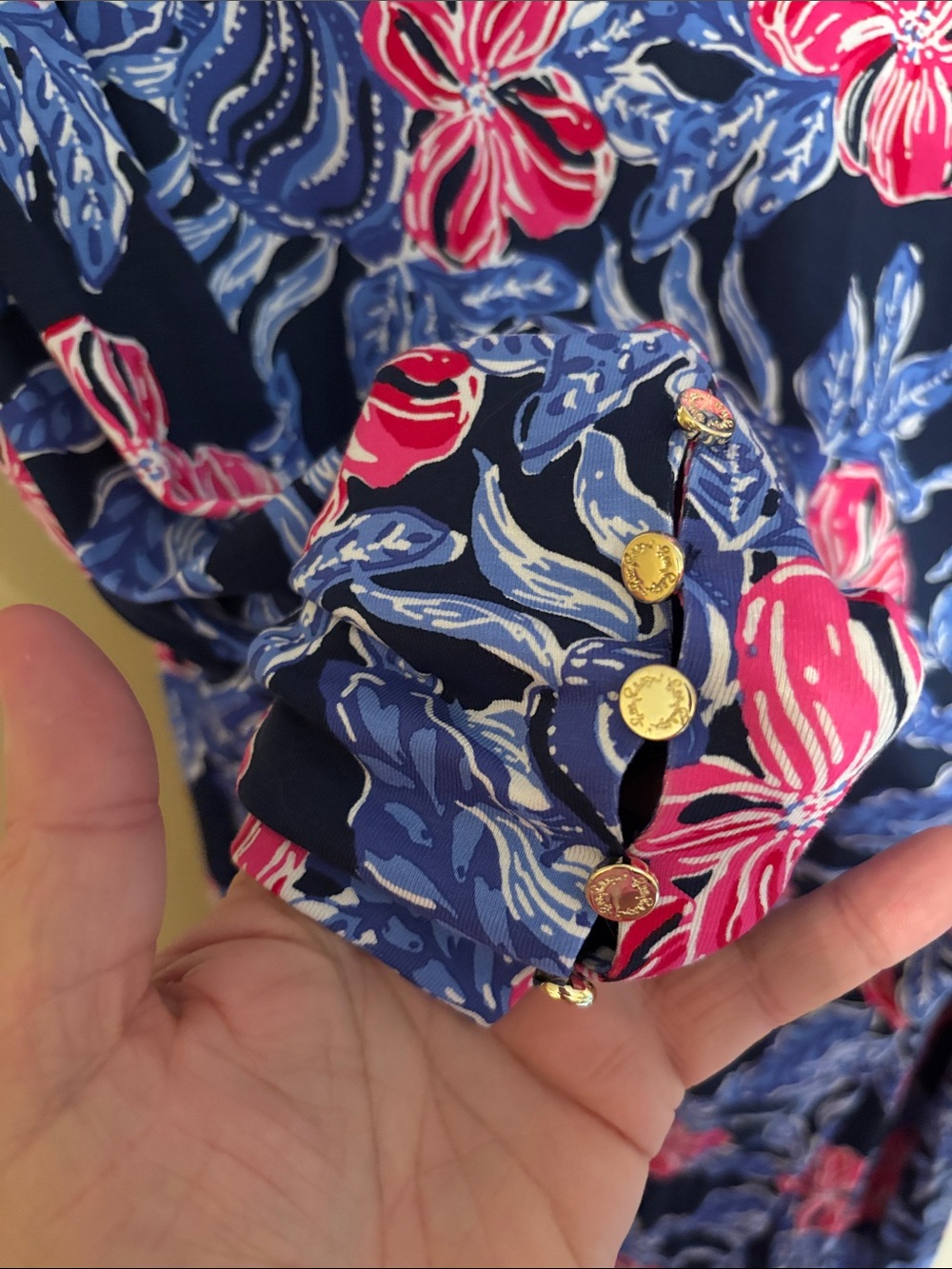 Lilly Pulitzer Navy Maxi Dress with Pink and Blue Floral Print - Picture 4 of 4